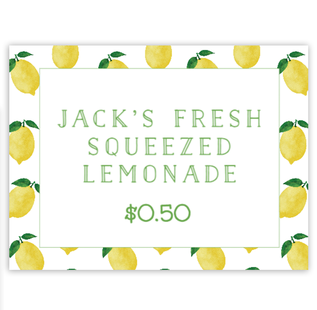 18 x 24 Lemonade Stand Sign – Paper In A Pinch
