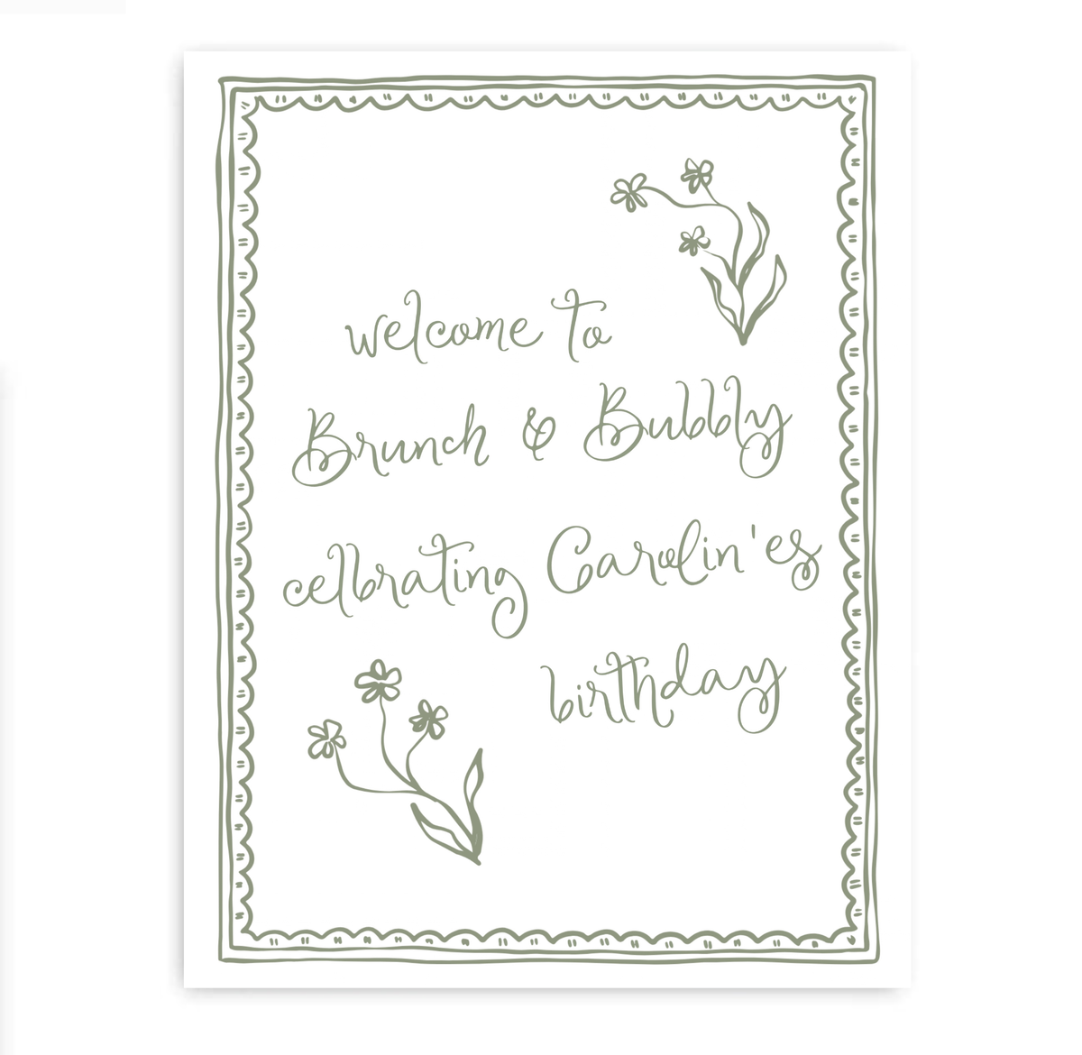 Floral Frame Party Sign / Poster
