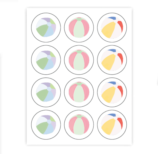 Beach Balls Cupcake Toppers