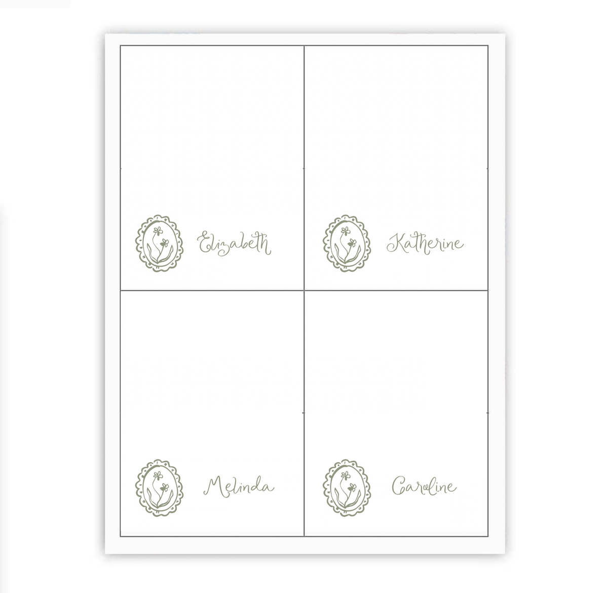 Floral Frame Labels / Placecards