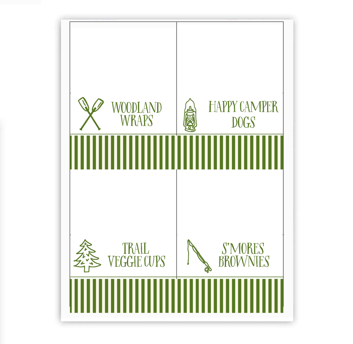 Camp Party Buffet Labels / Placecards