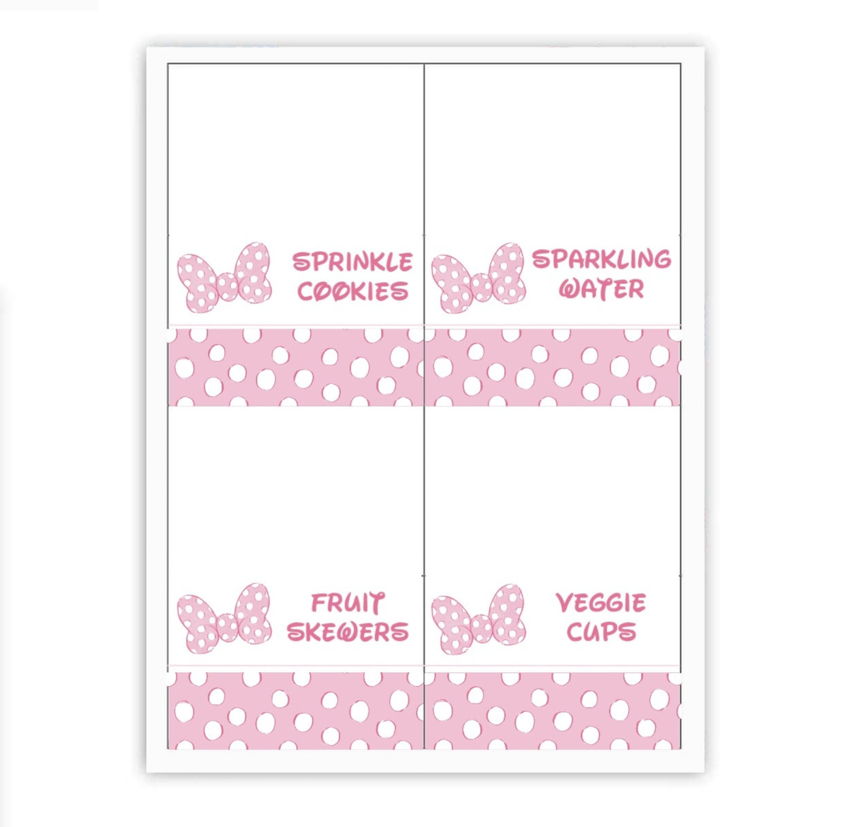 Polka Dot Bow Buffet Labels / Placecards