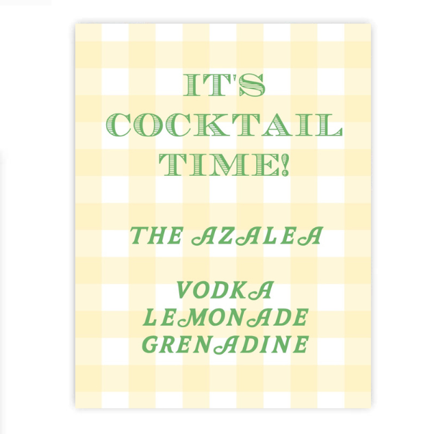 Yellow Gingham Masters Party Sign / Poster