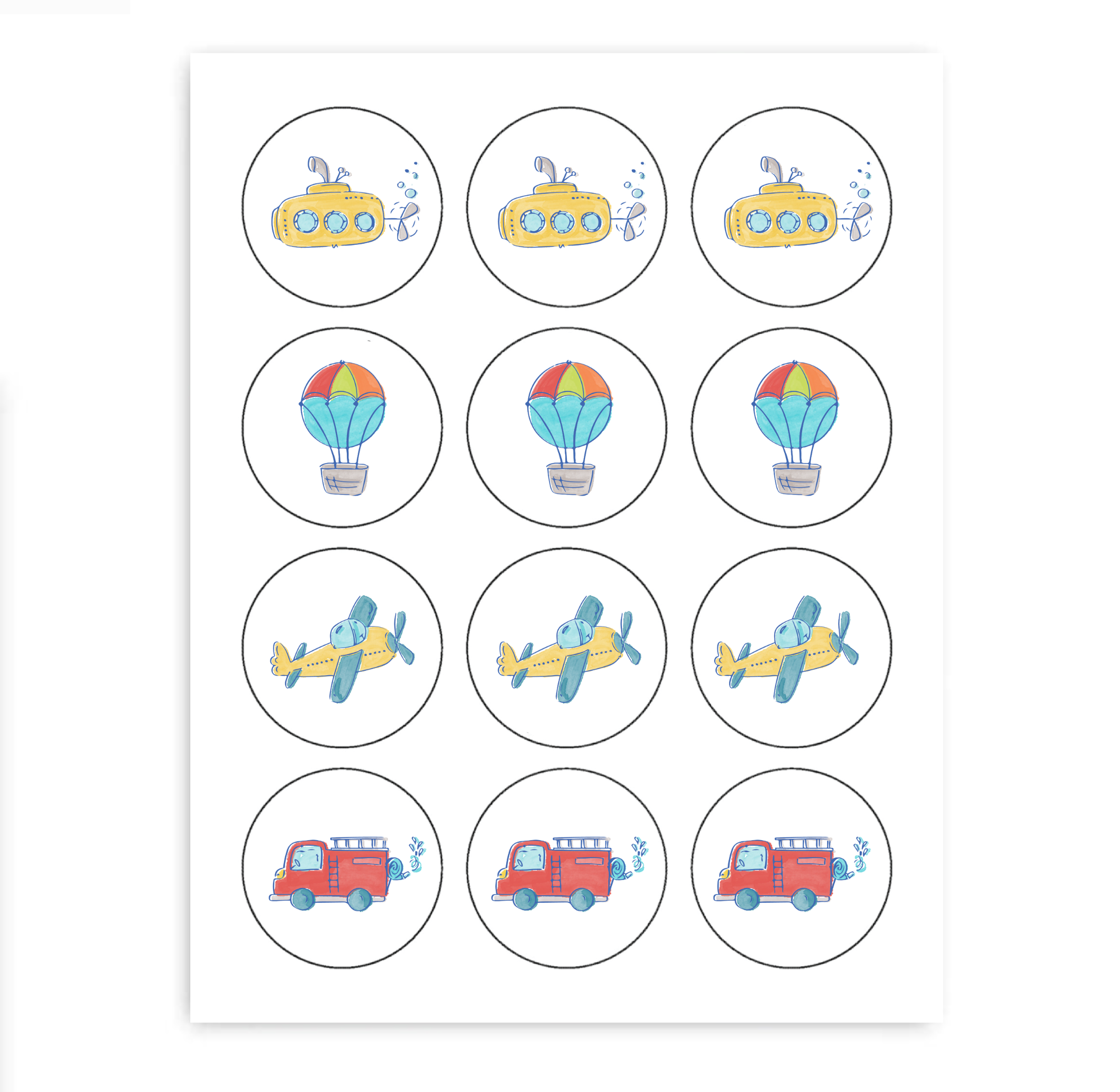 Things That Go Cupcake Toppers