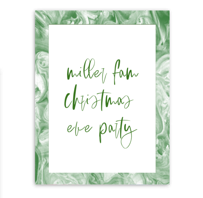 Green Marble Party Sign