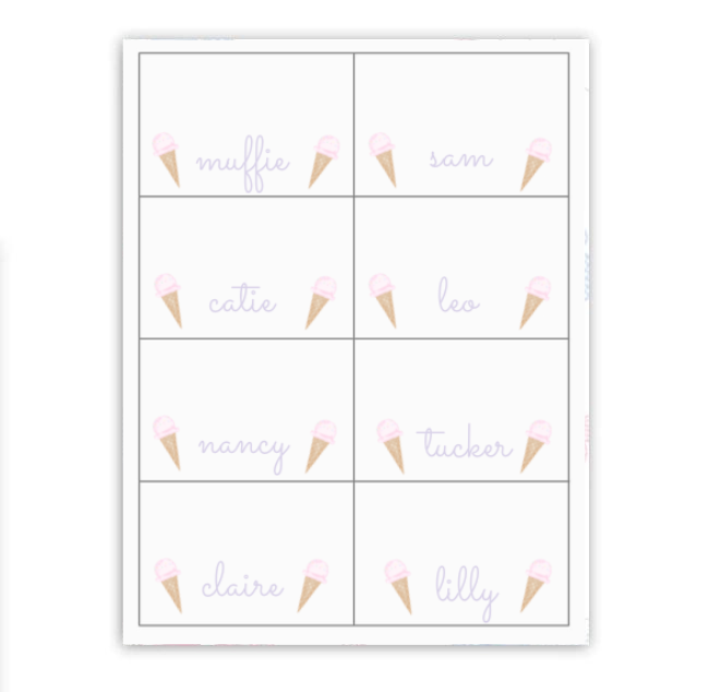 Pastel Ice Cream Buffet Labels / Placecards