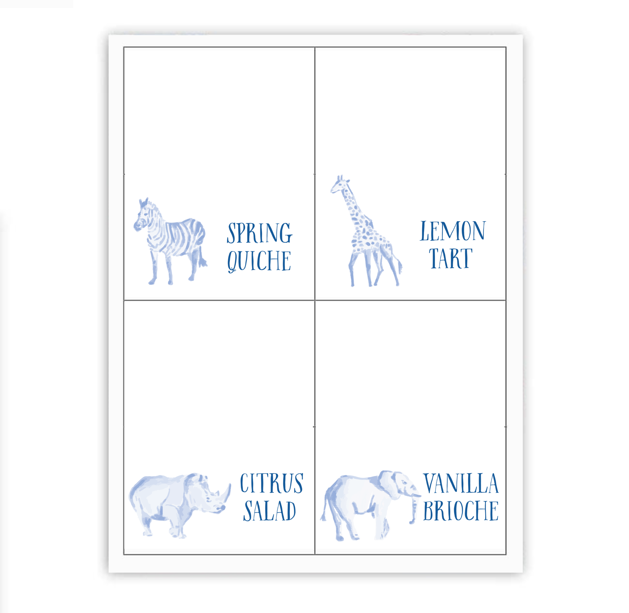 Party Animals Buffet Labels / Placecards