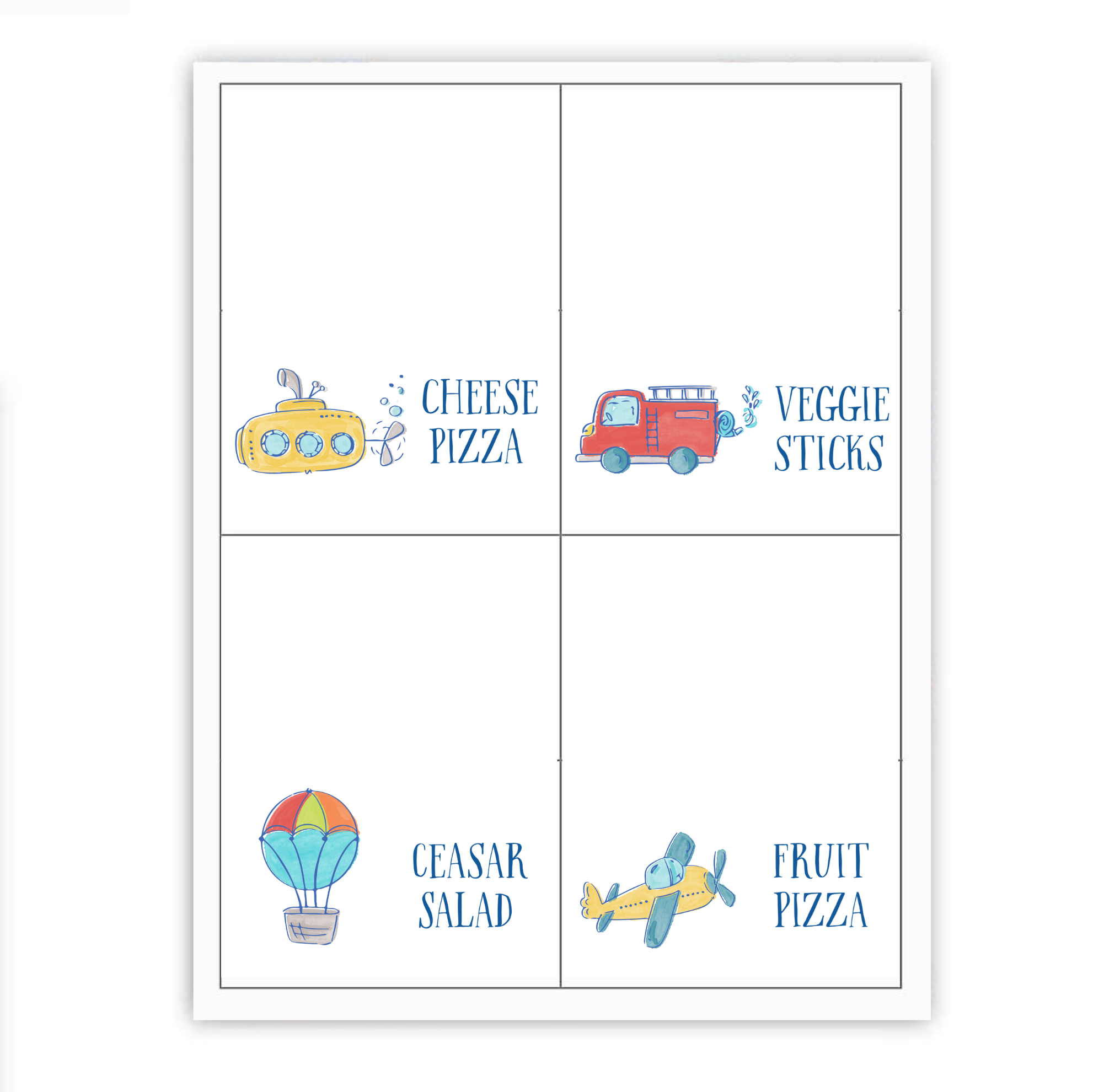 Things That Go Buffet Labels / Placecards