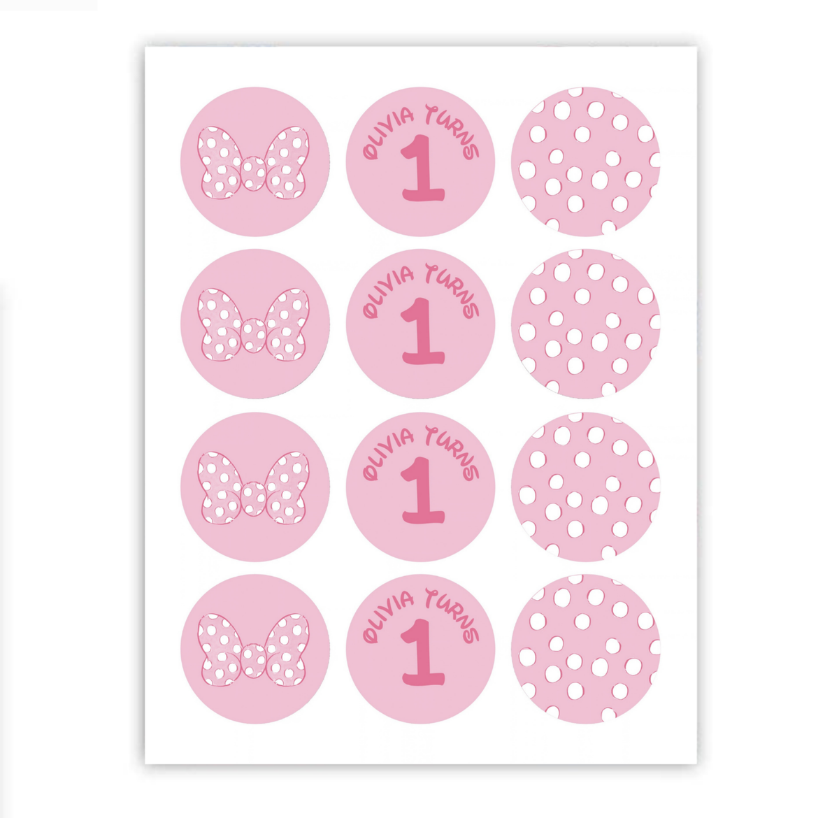 Polka Dot Bow Cupcake Toppers