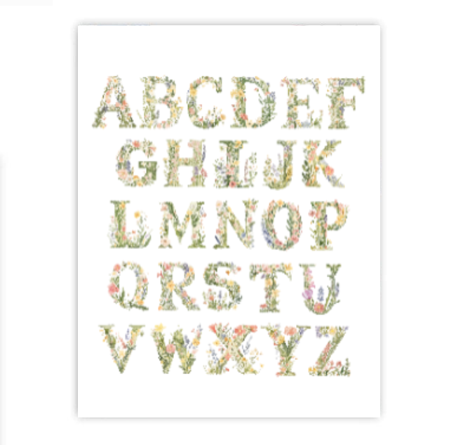 Alphabet Fancy Floral Print