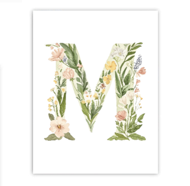 Initial Fancy Floral Print