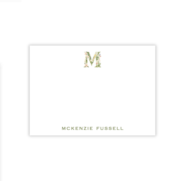 Fancy Floral Initial Notecard