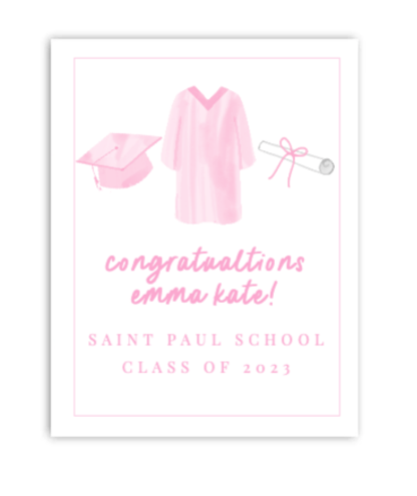 Pink Grad Party Sign And Poster