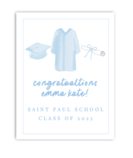 Blue Grad Party Sign And Poster