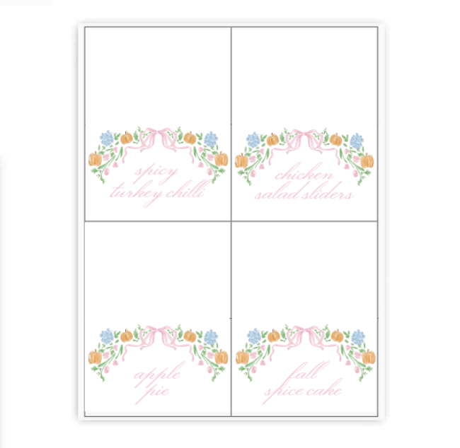 Pink Pumpkin Patch Party Placecards