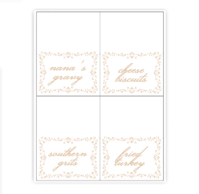 Fall Leaves Buffet Labels / Placecards