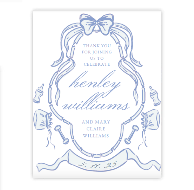 Blue Crest Baby Shower Sign