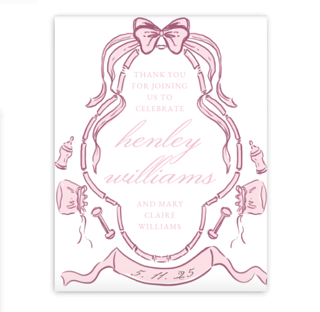Pink Crest Baby Shower Sign