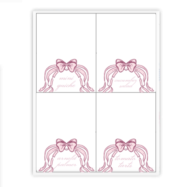 Pink Baby Shower Crest Placecards / Buffet Labels