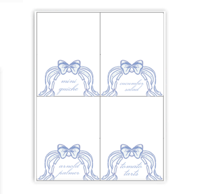 Blue Baby Shower Crest Placecards / Buffet Labels