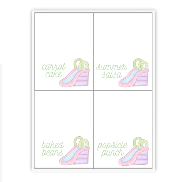 Pink Waterslide Placecards