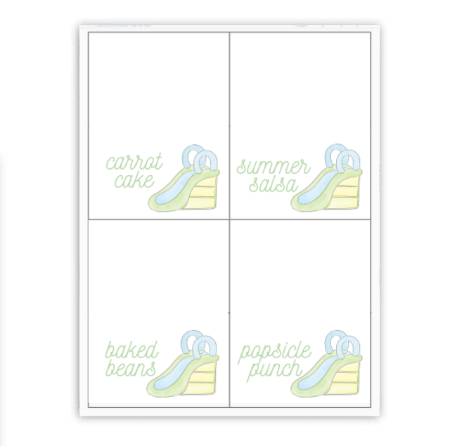 Blue Waterslide Placecards