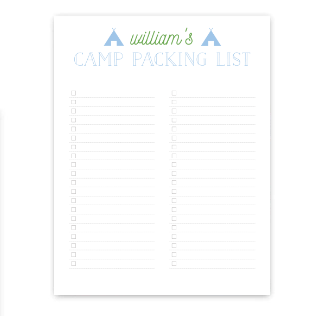 Camp Packing List