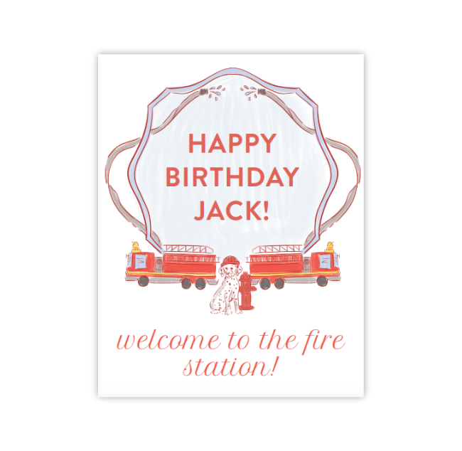 Firetruck Party Sign