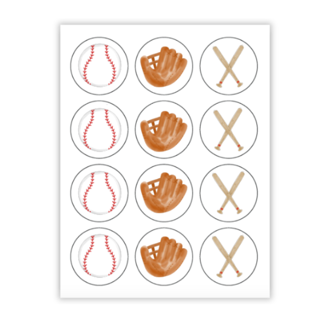 Baseball Cupcake Toppers