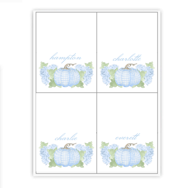 Blue Pumpkin Patch Party Placecards