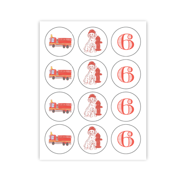 Firetruck Cupcake Toppers