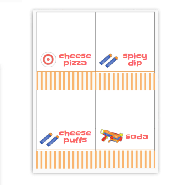 Nerf Placecards / Buffet Labels