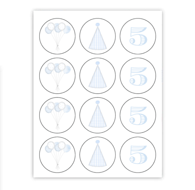 Classic Blue Party Cupcake Toppers