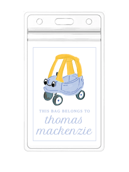 Blue Cozy Coupe Bag Tag
