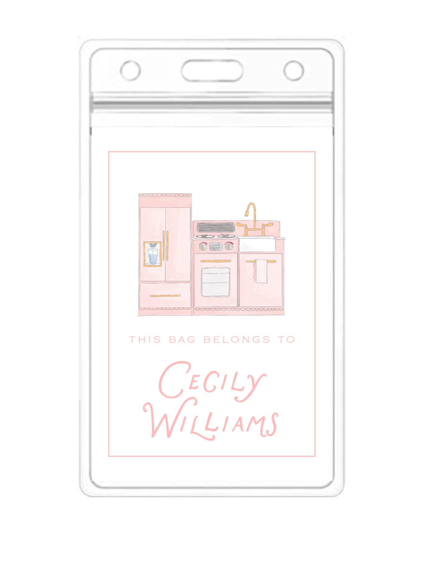 Pink Play Kitchen Bag Tag