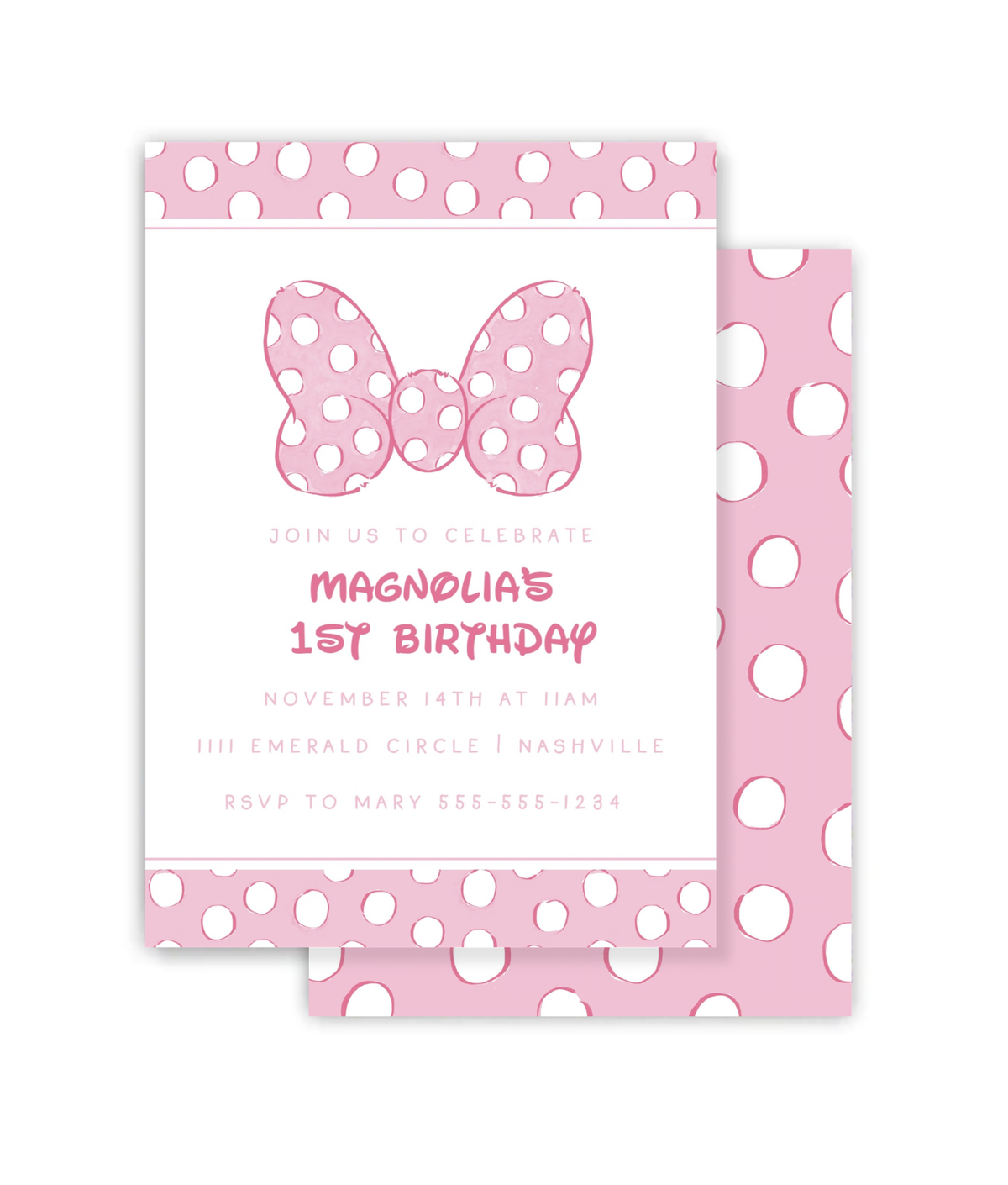 Polka Dot Bow Invitation