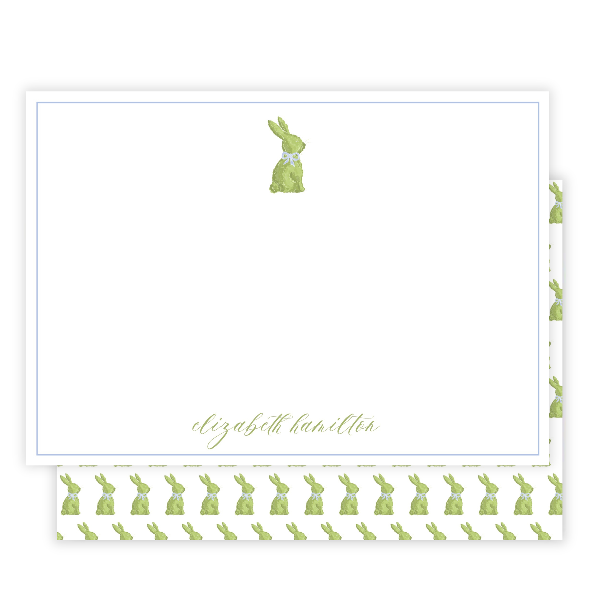 Blue Topiary Bunny Notecard