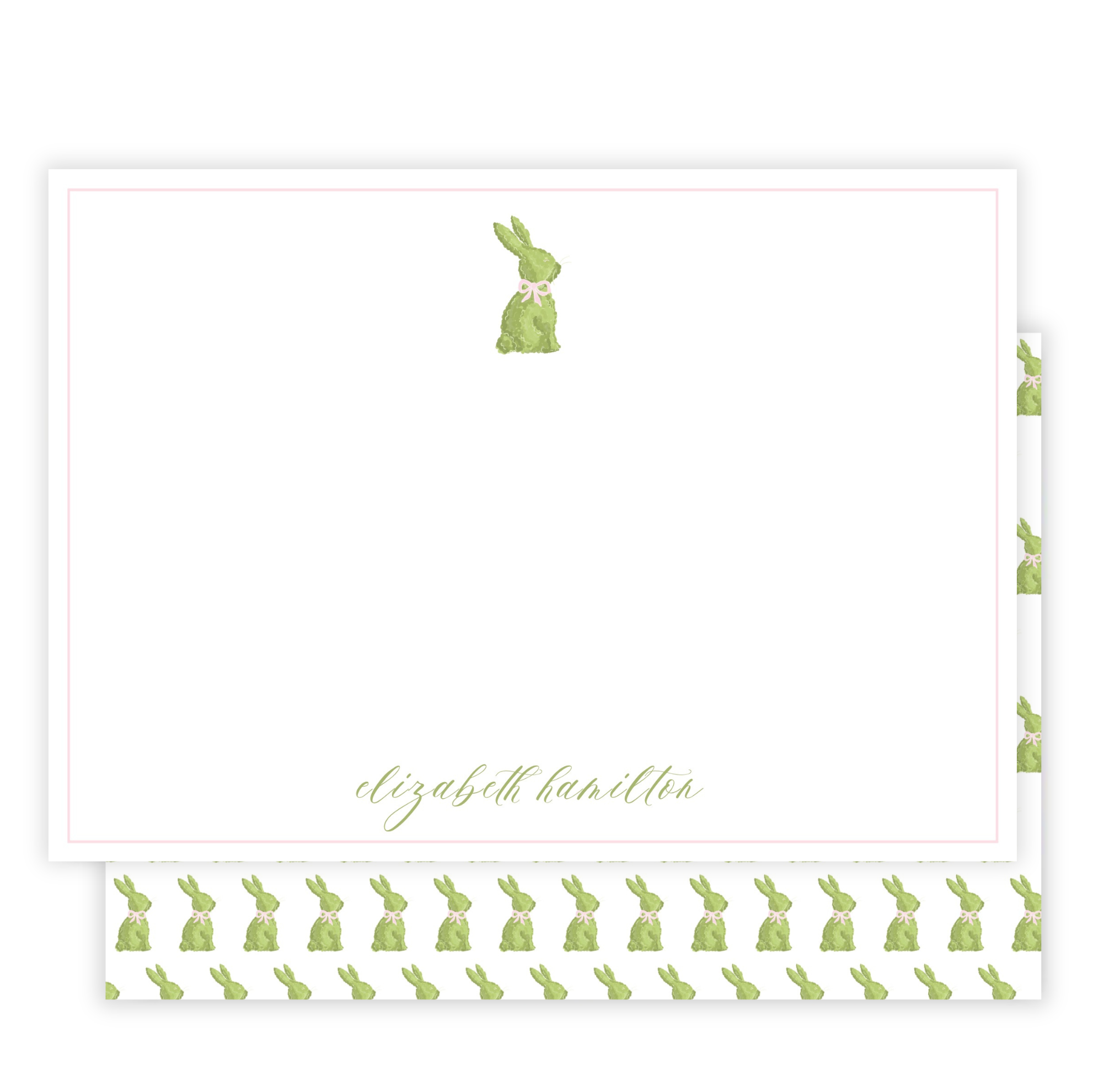 Pink Topiary Bunny Notecard