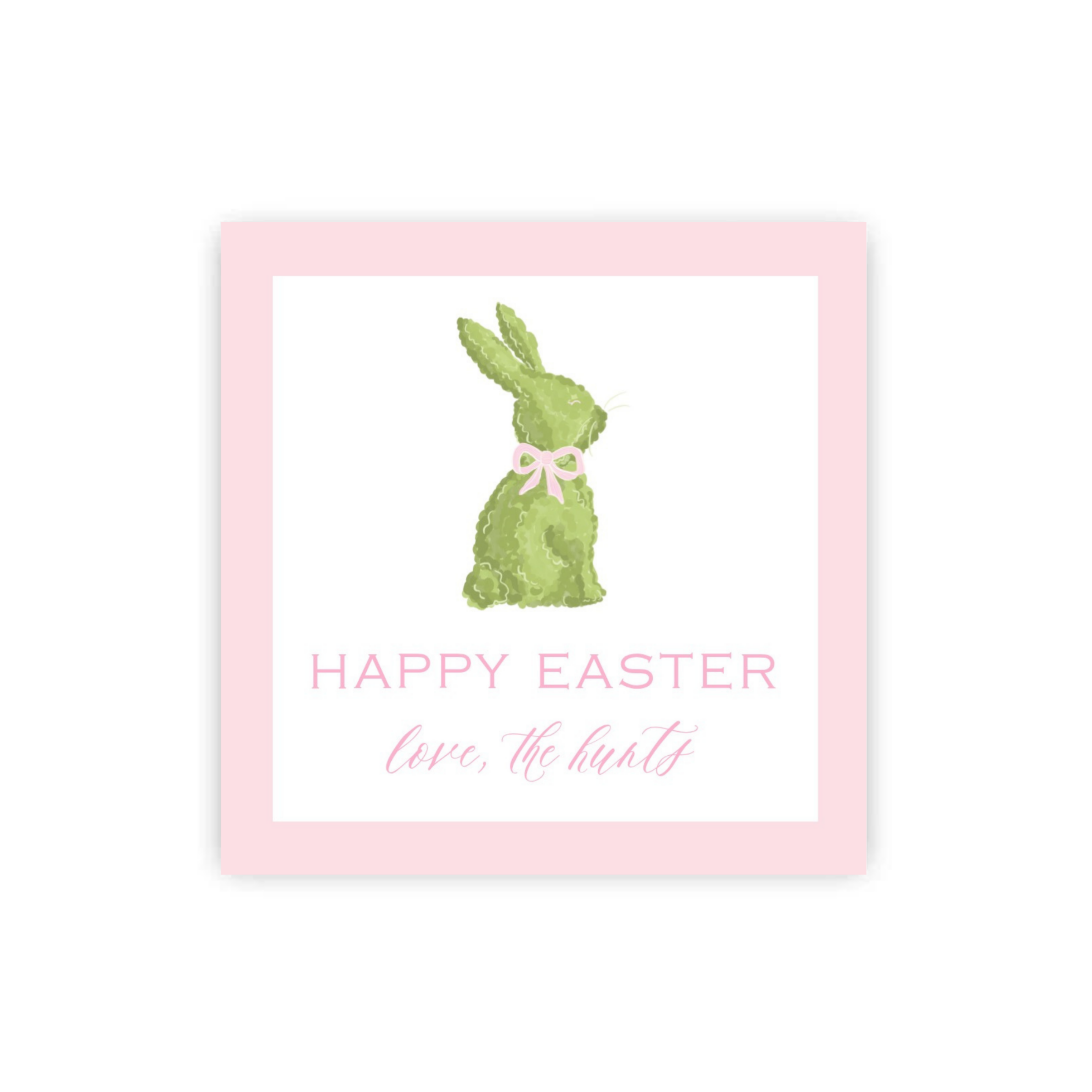 Pink Topiary Bunny Gift Tags  / Stickers