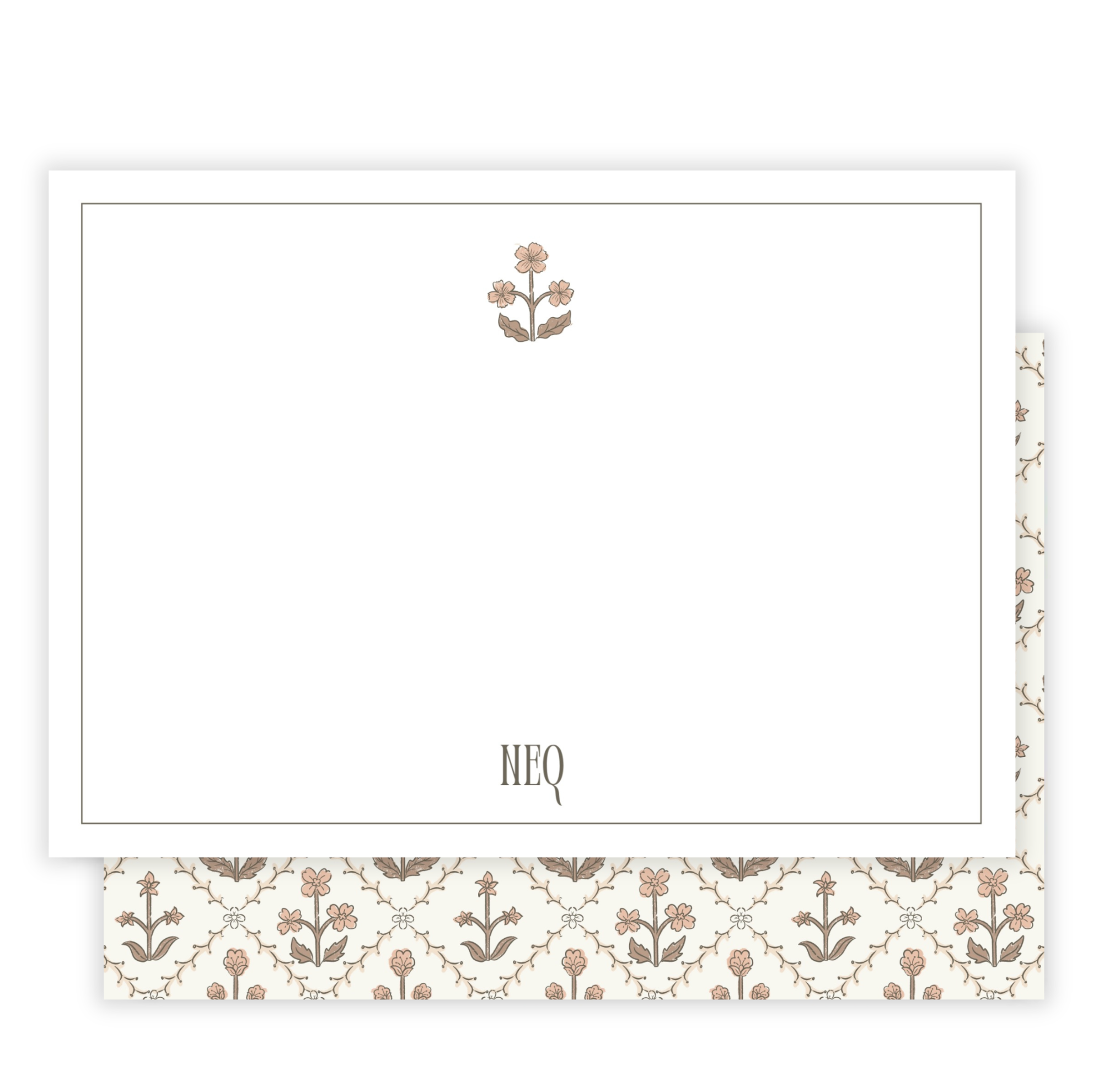 Fall Blockprint Monogram Notecard