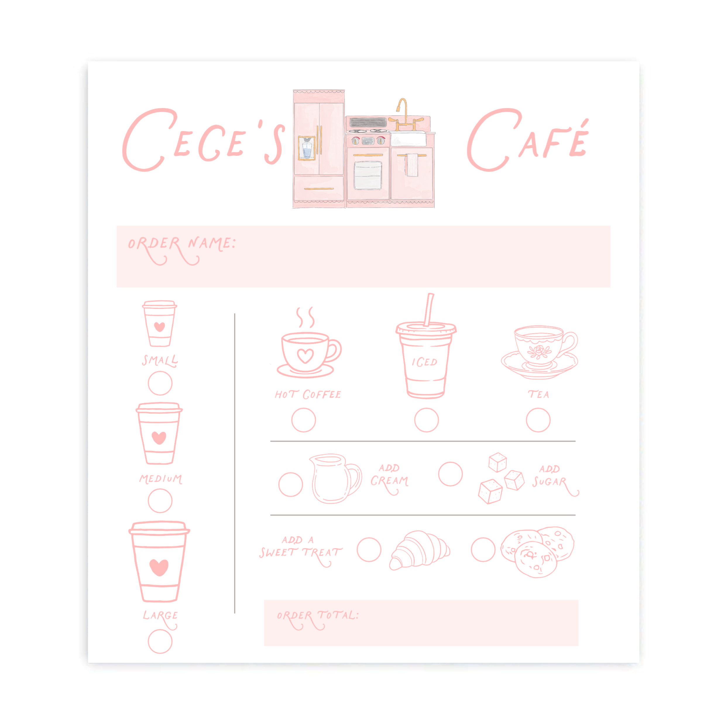 Pink Play Kitchen Café Menu