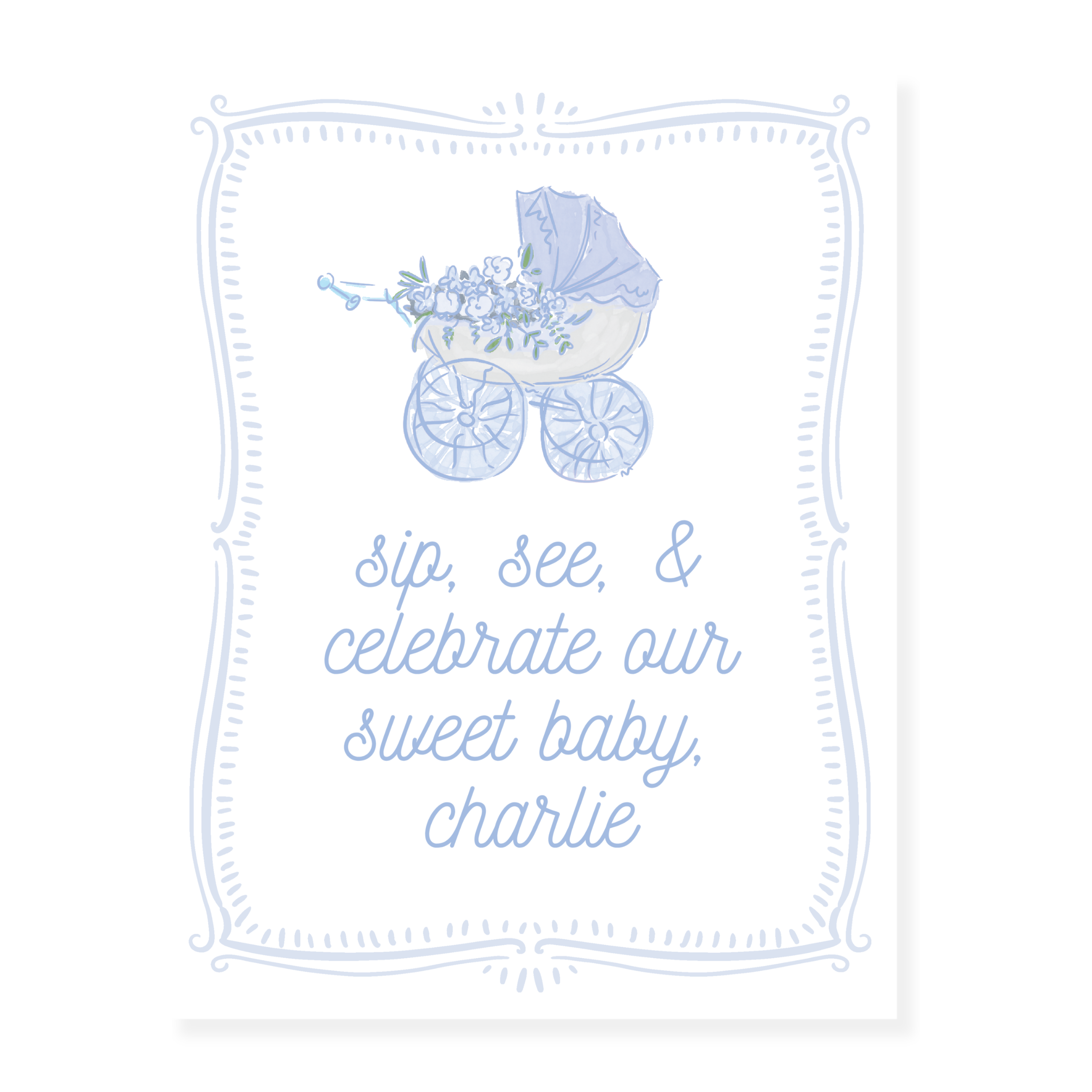 Blue Sip & See Party Sign