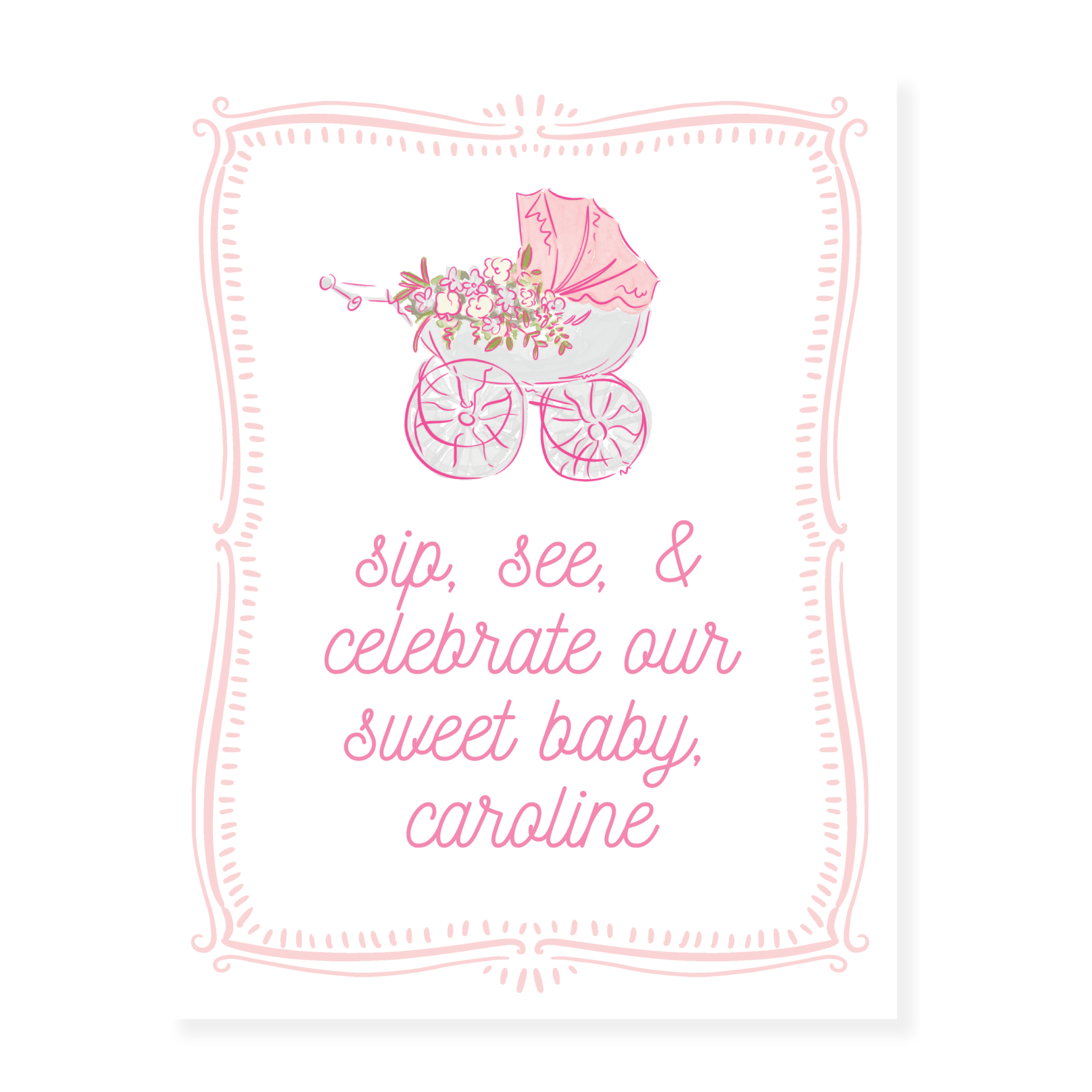 Pink Sip & See Party Sign