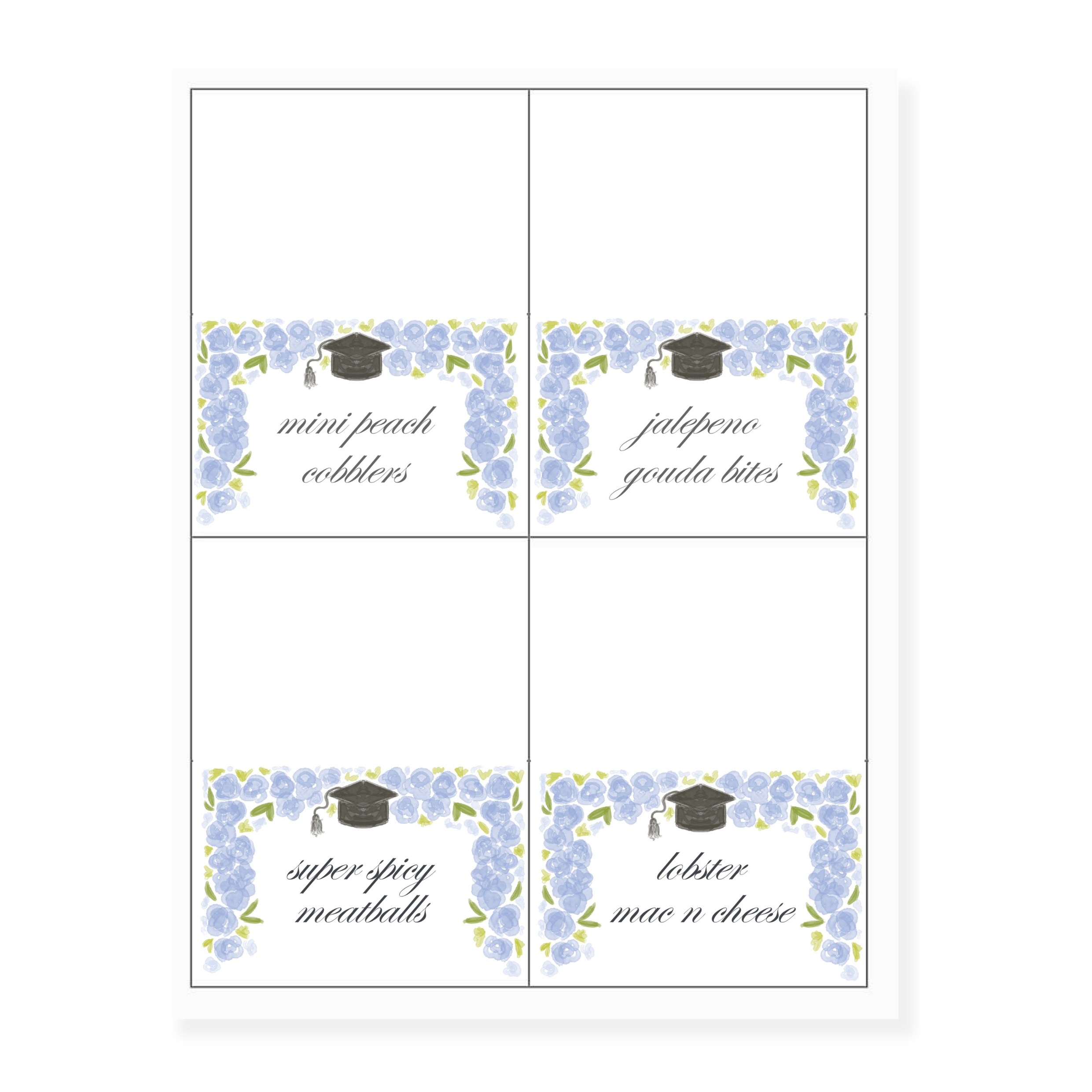 Hydrangea Graduation Labels / Placecards