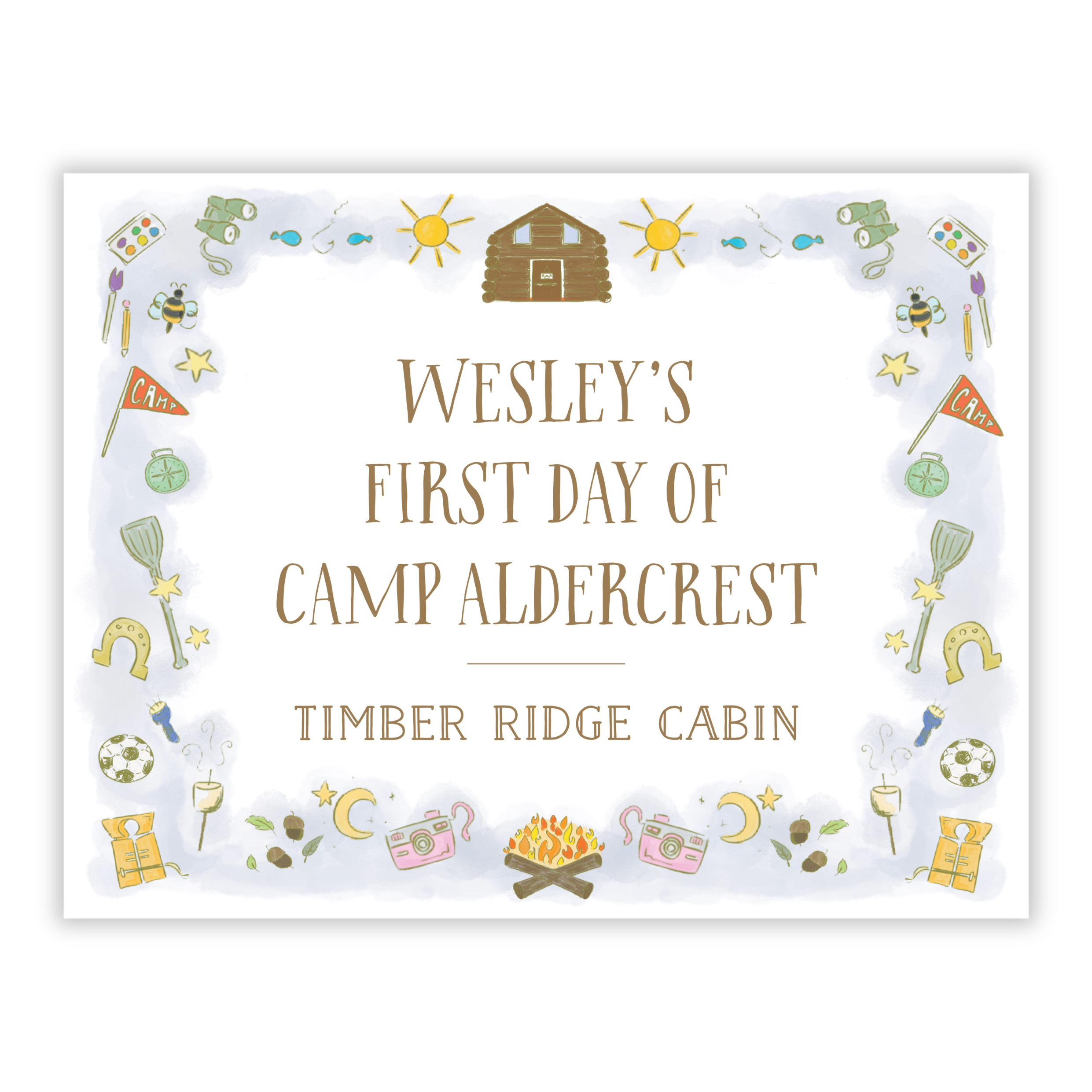 Summer Camp First Day Sign