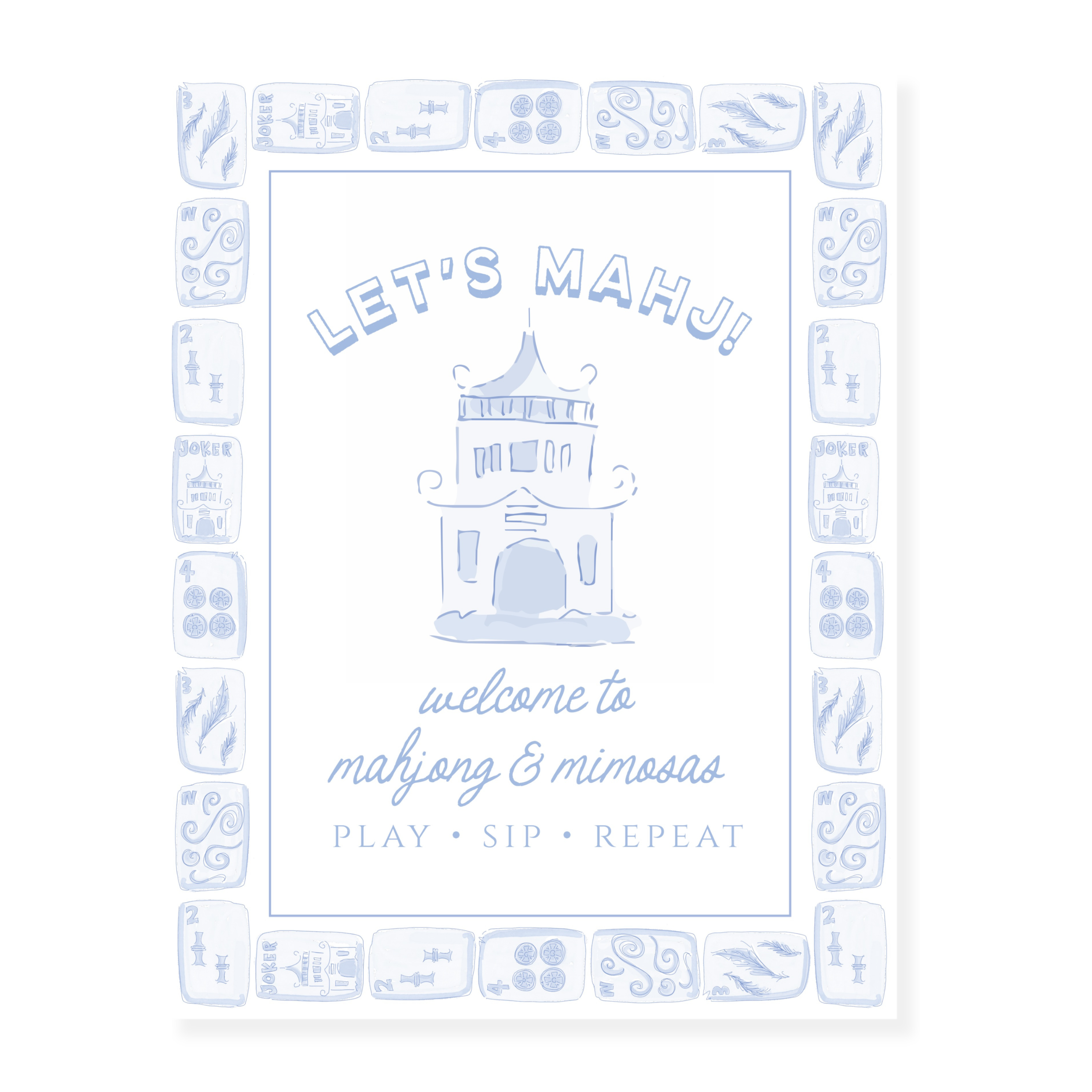 Mahjong Blues Party Sign / Poster