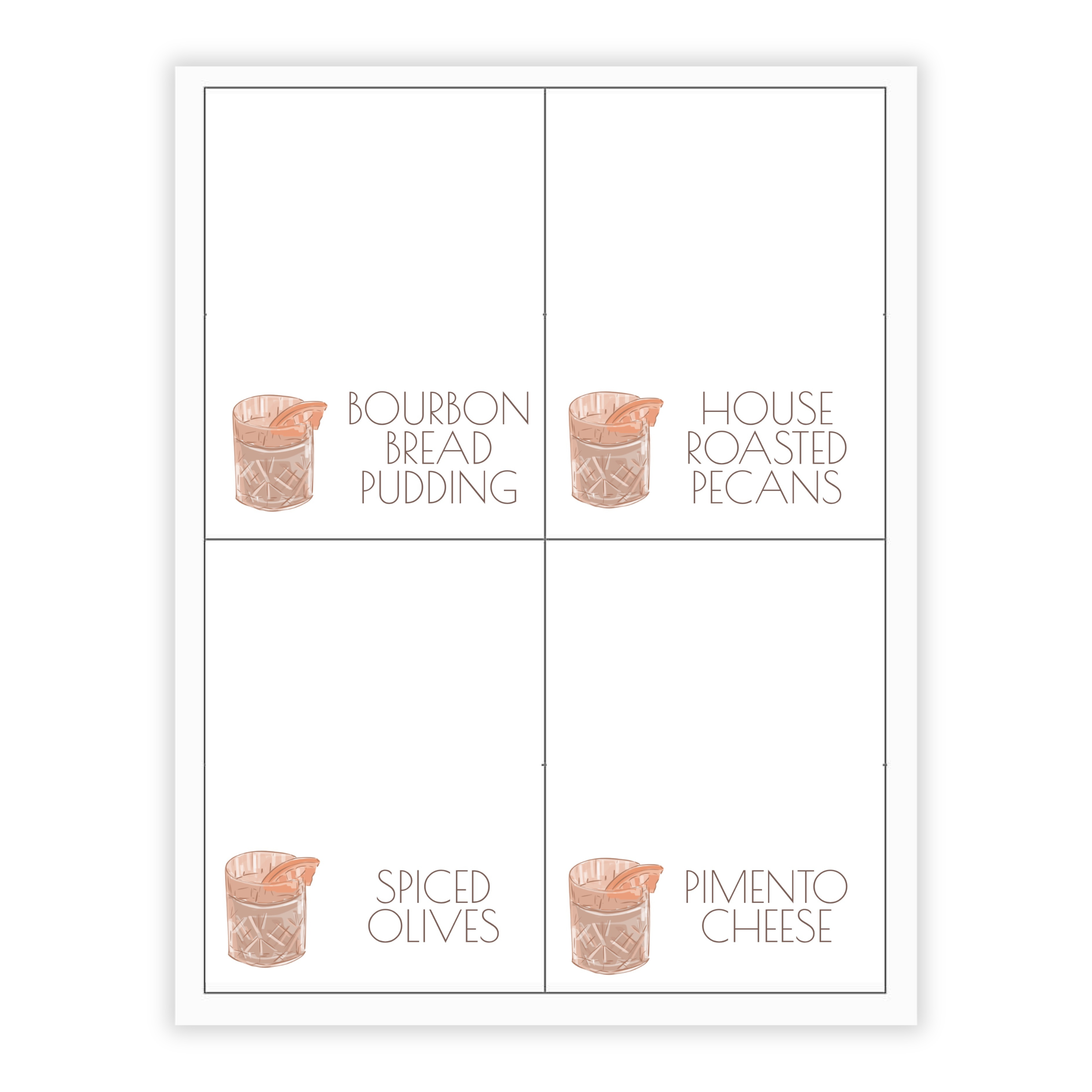 Bourbon Buffet Labels / Placecards