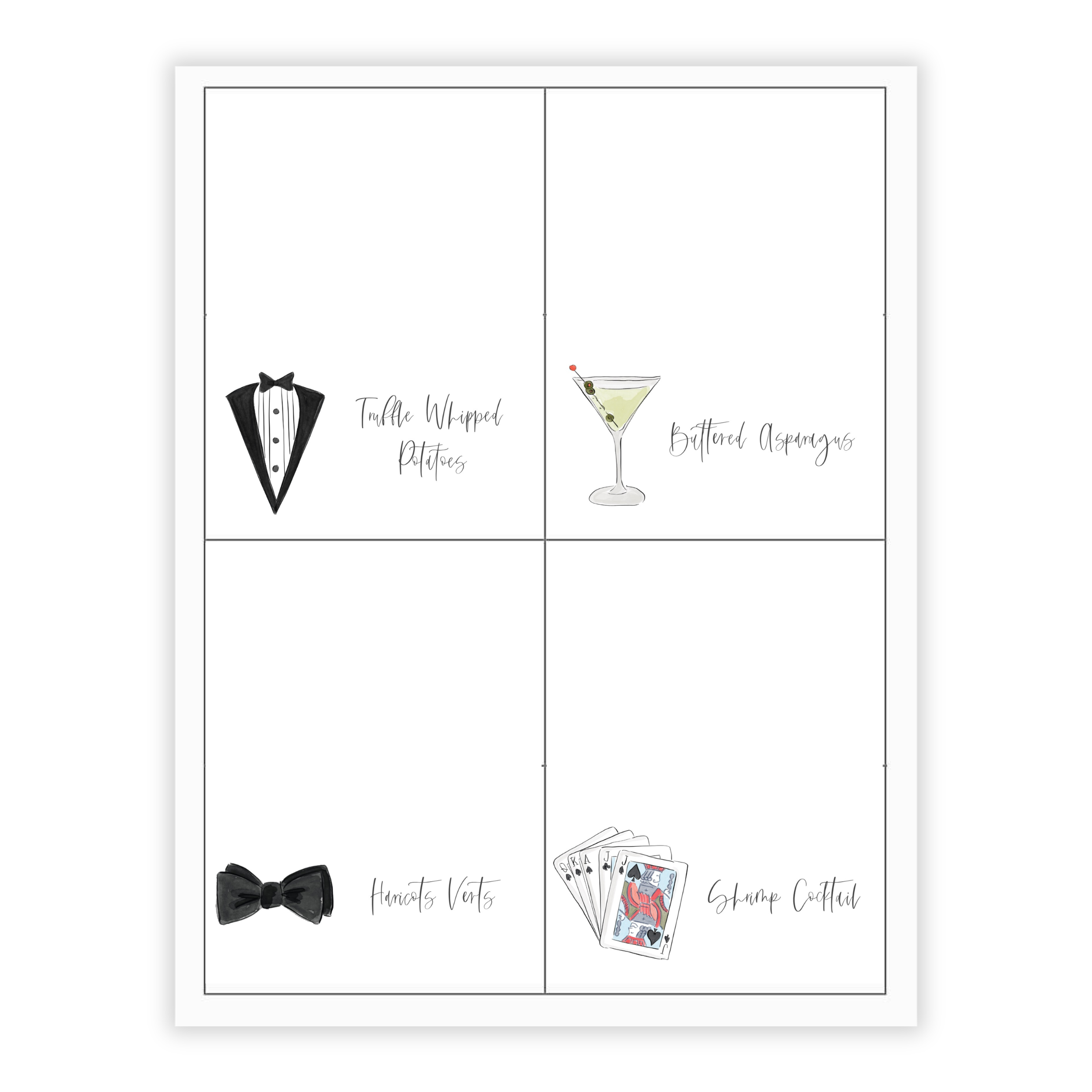 Casino Buffet Labels / Placecards
