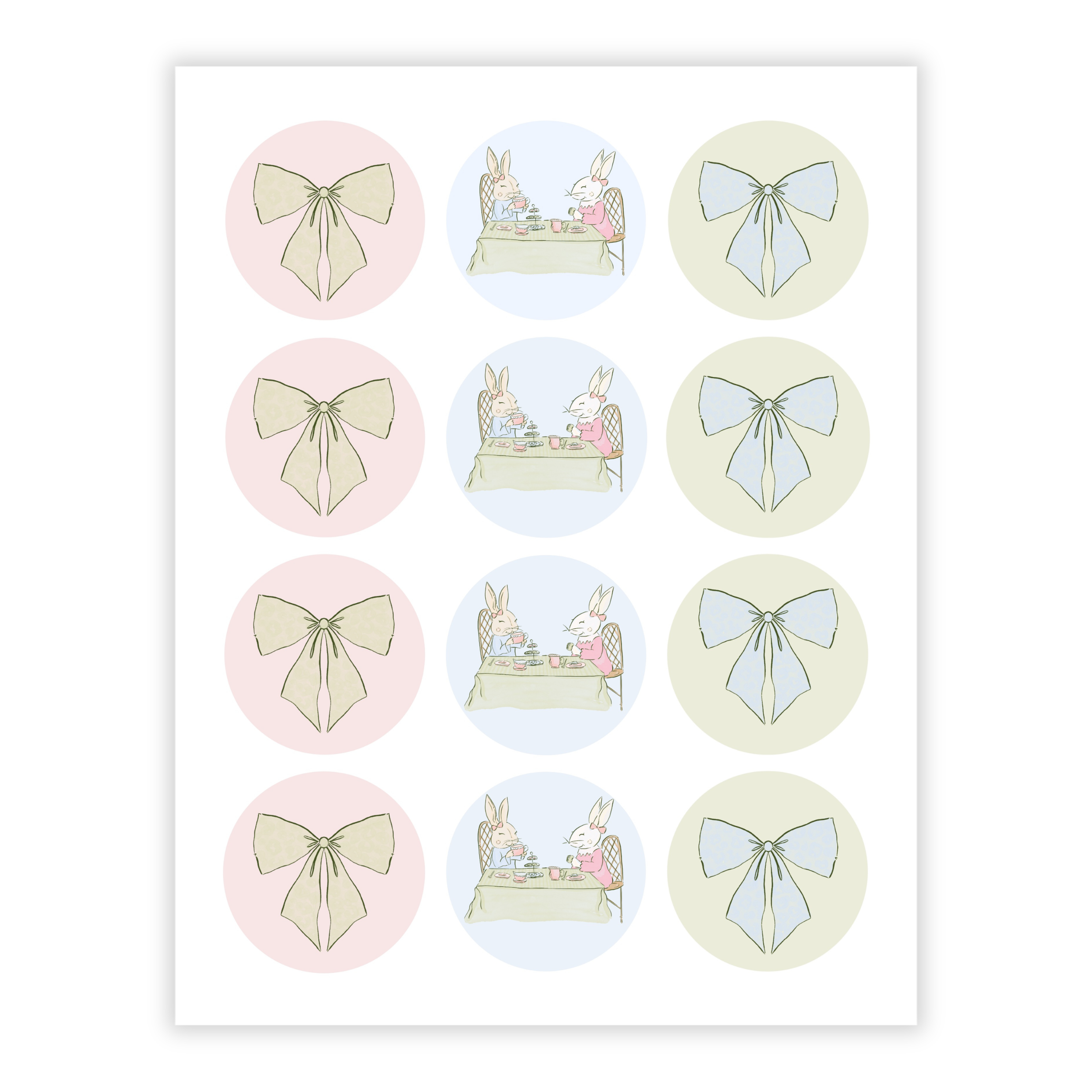 Bunny Tea Party Cupcake Toppers