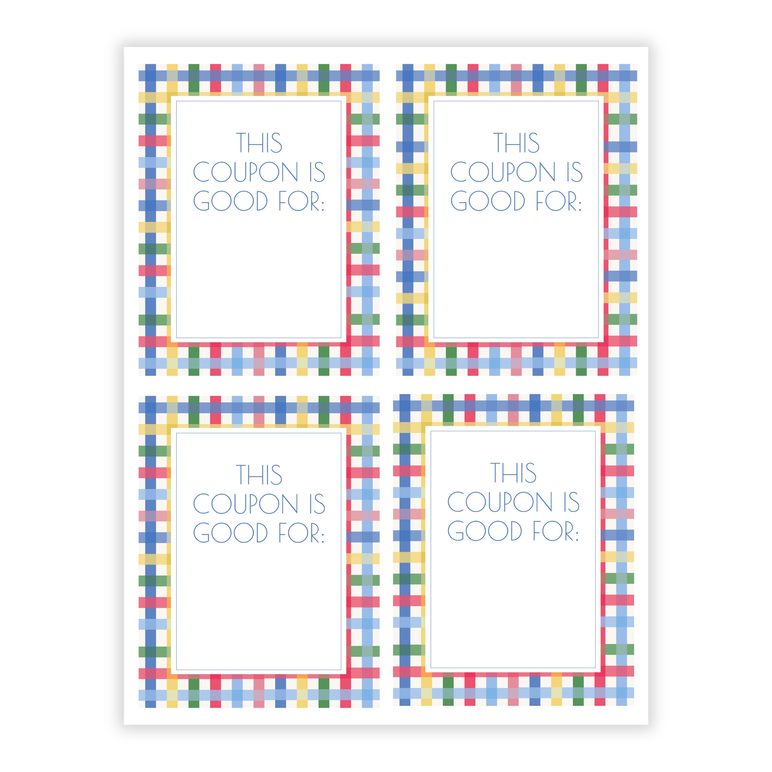 Father's Day Plaid Coupon Book
